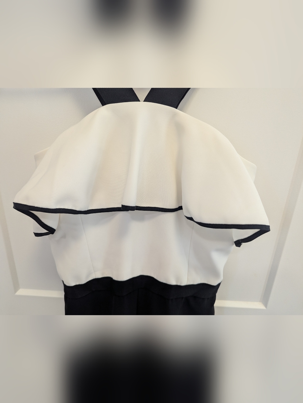 Ted Baker Black White Ruffle Wide Leg Jumpsuit - Picture 4 of 11